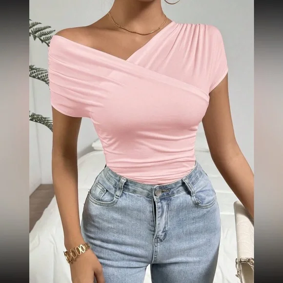 Elegant PinkOff-Shoulder Top